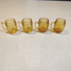 Vintage Amber Barrel shot glasses